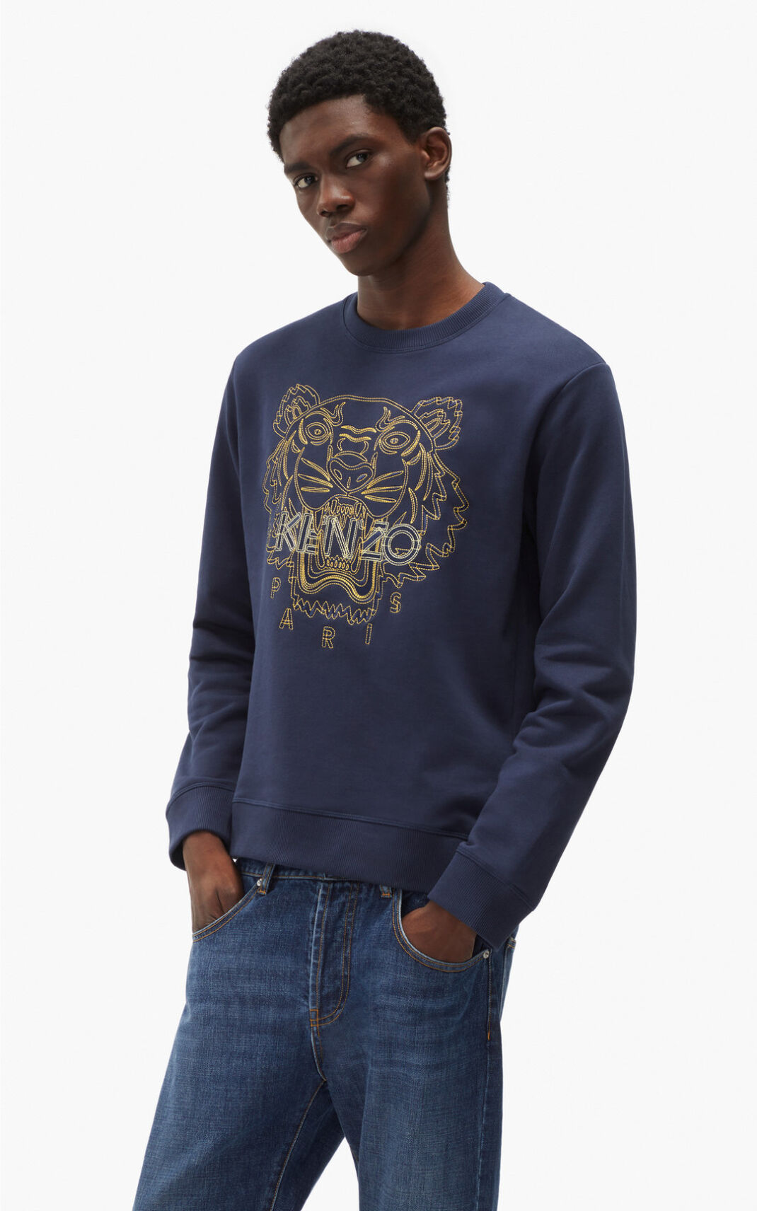 Kenzo Tiger Sweatshirt Herre - Mørkeblå Blå DK-789407